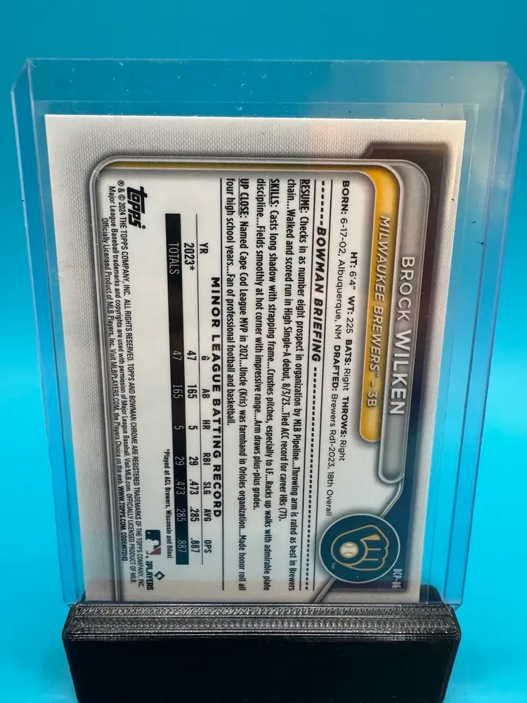 Brock Wilken 1st Bowman Sapphire Milwaukee Brewers