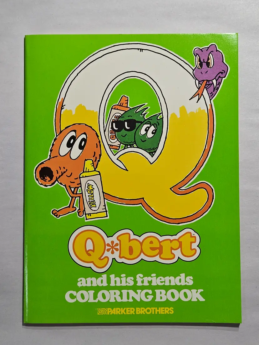 1983 Vintage Q-bert Coloring Book Parker Brothers NOS Video Game Collectible 80s