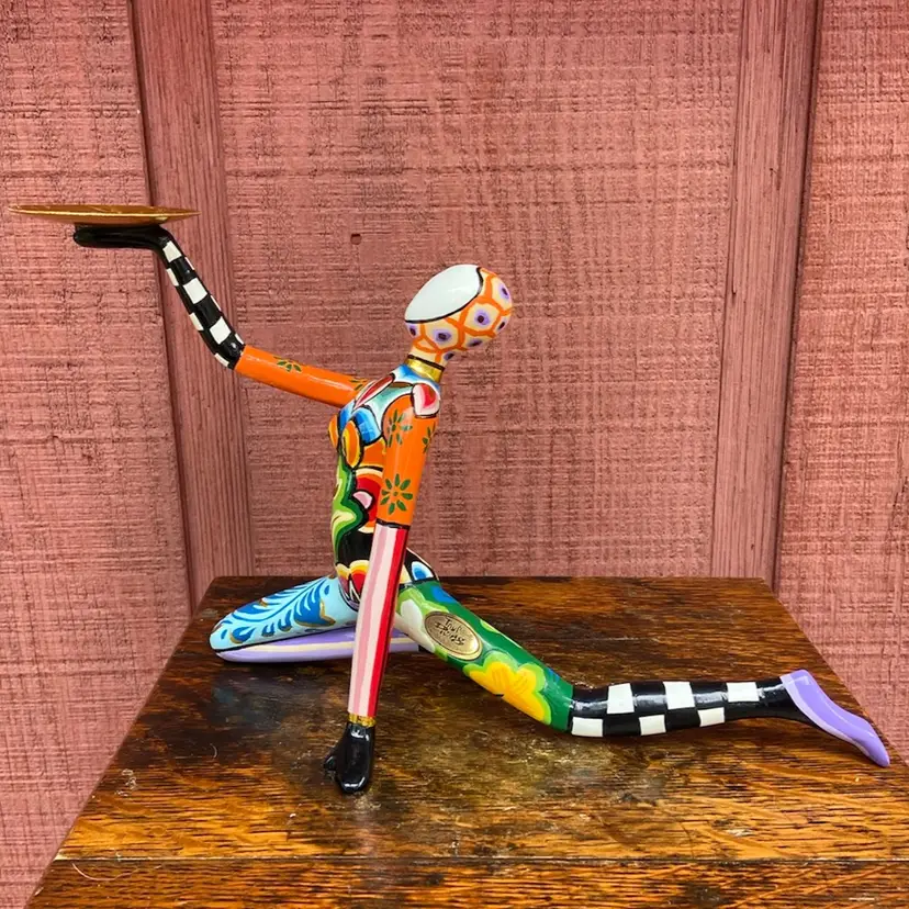 Tom’s Drag, Hand Made & Painted Acrobat Figurine, Candleholder, Trinket. 7.75”h.