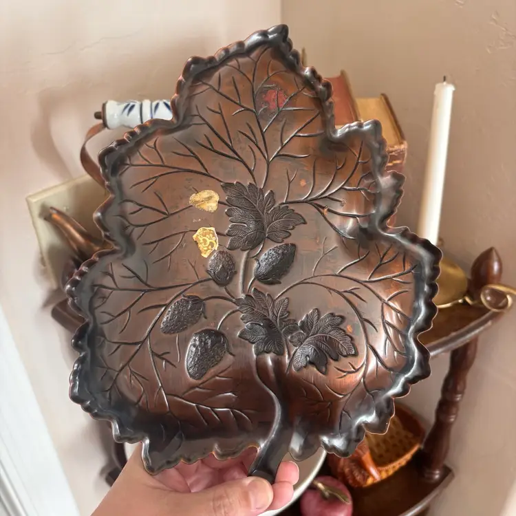 Vintage Coppercraft Guild Copper Strawberry Leaf Tray
