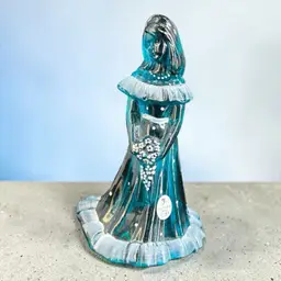 Fenton Art Glass Bridesmaid Figurine Teal White FGS Centennial Exclusive Signed