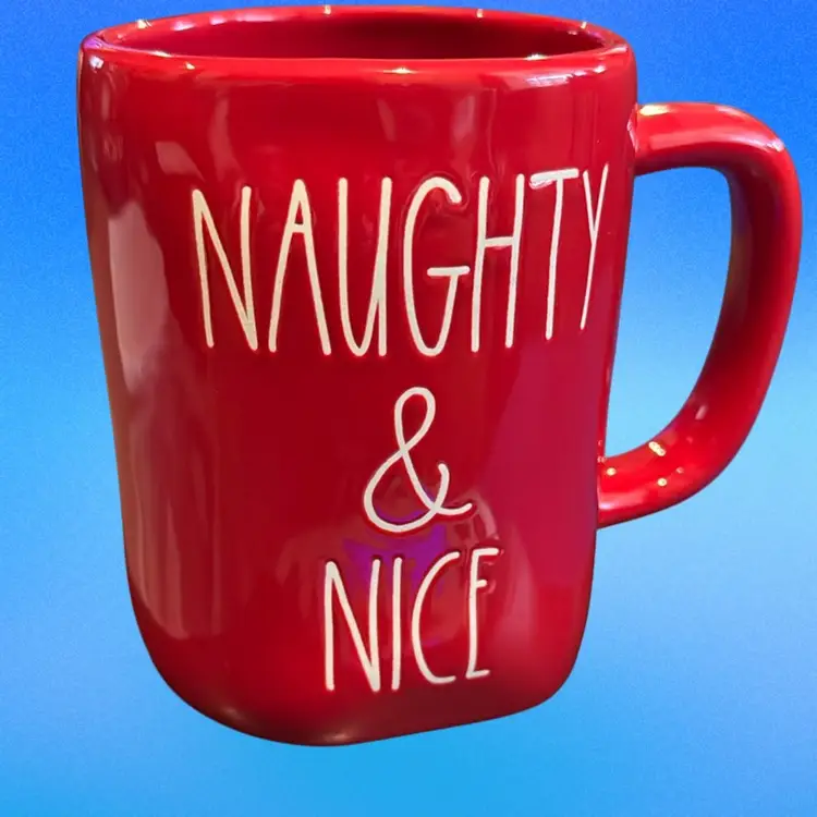 Rae Dunn Naughty & Nice Mug Red