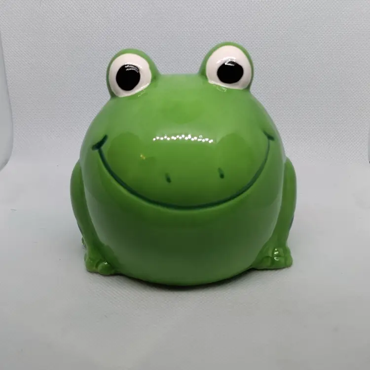 Ceramic Frog Piggy Bank CUTE  Kitchey Froggy Money Coin Bank Fun 3"