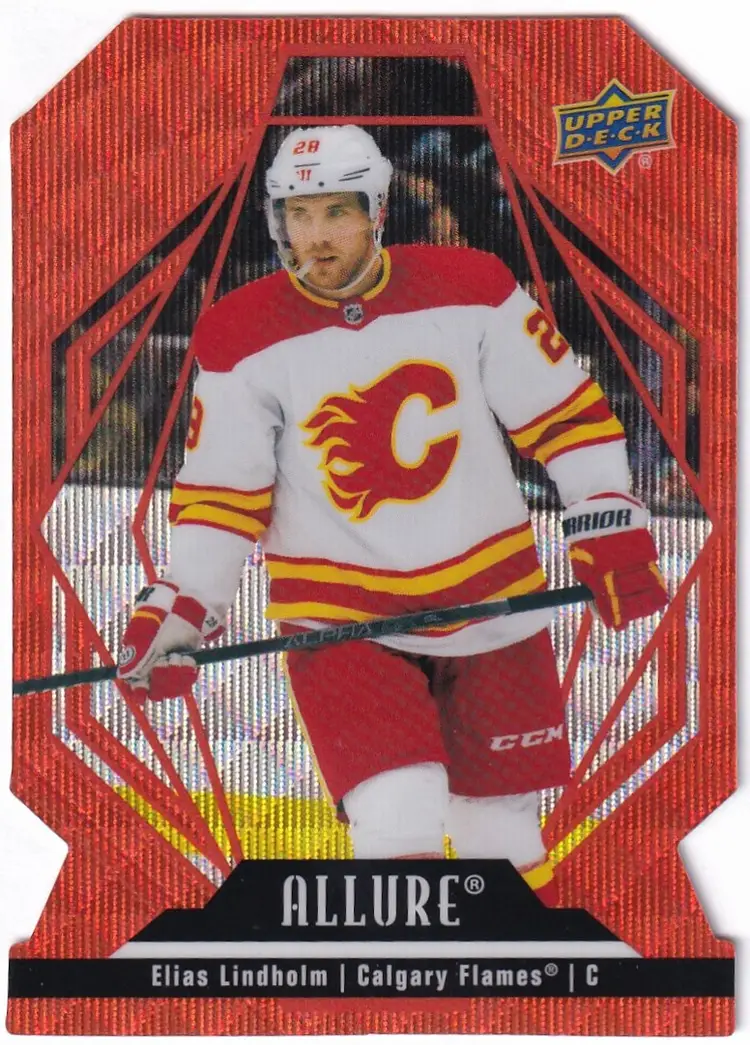 2022-23 Upper Deck Allure Orange Slice Die Cut #94 Elias Lindholm Calgary Flames Hockey Card