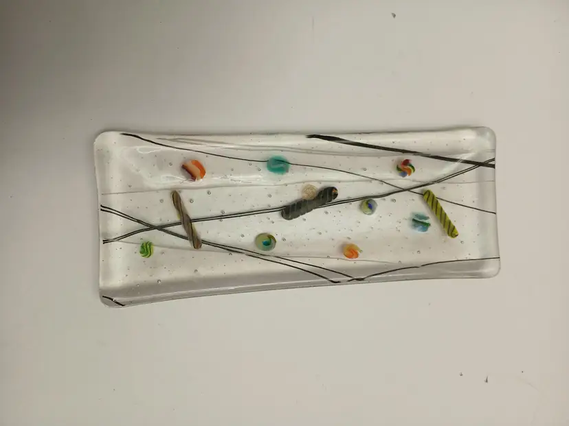 Kurt McVay Fused Glass Tray - Signed