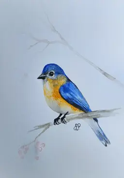 Eastern Bluebird original watercolor painting Signed By The Artist 5x7 Free Shipping