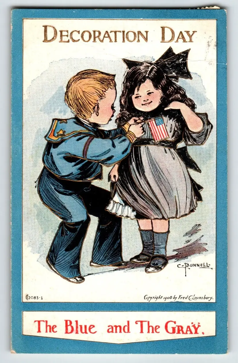 Memorial Decoration Day Postcard Sailor Boy Girl C Bunnell 1908 Fred Lounsbury