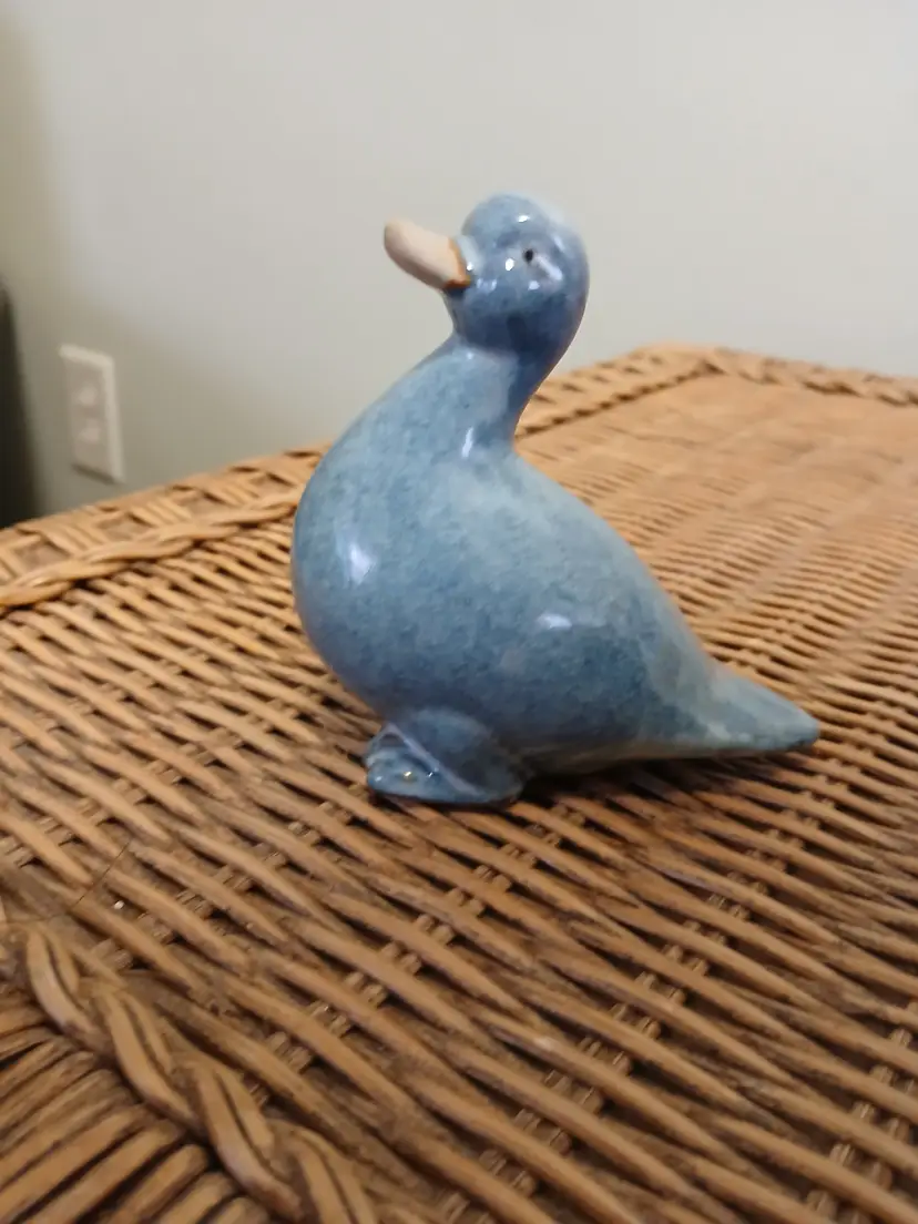 Charming Blue Ceramic Duck Figurine