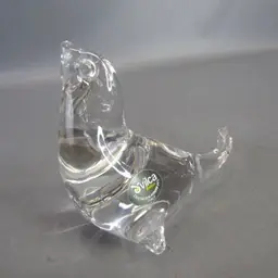 Vintage Vilca Atelier Italian Lead Glass Decor Seal Figure 4.5" x 5" Sea Lion Italy
