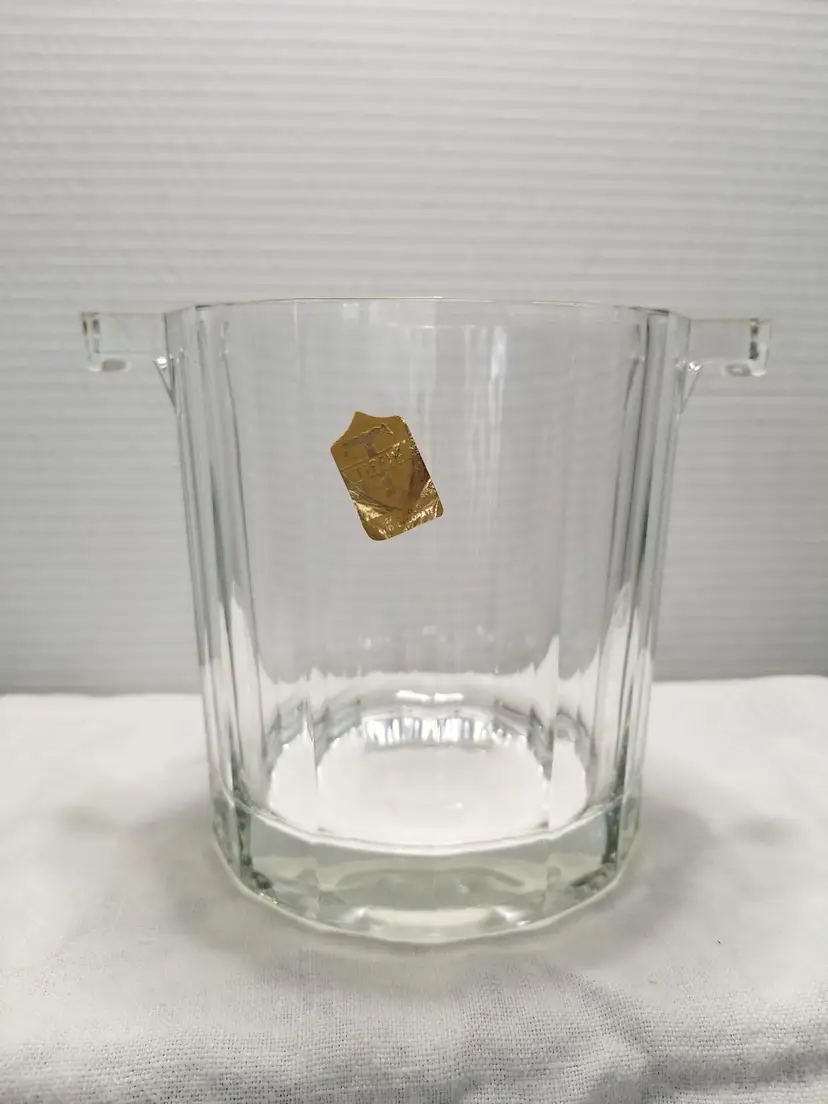 Vintage Tiffin Glass Italy Ice Bucket with Gold Trim
