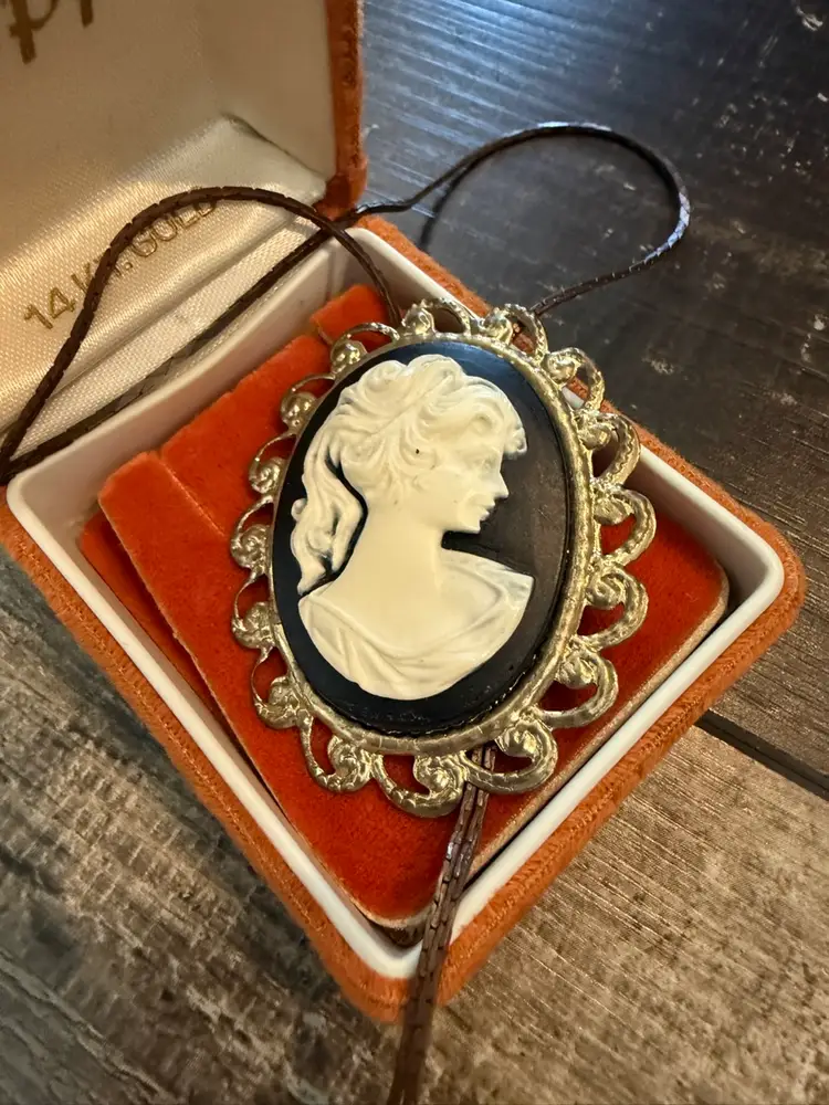 Vintage Cameo Bolo Necklace