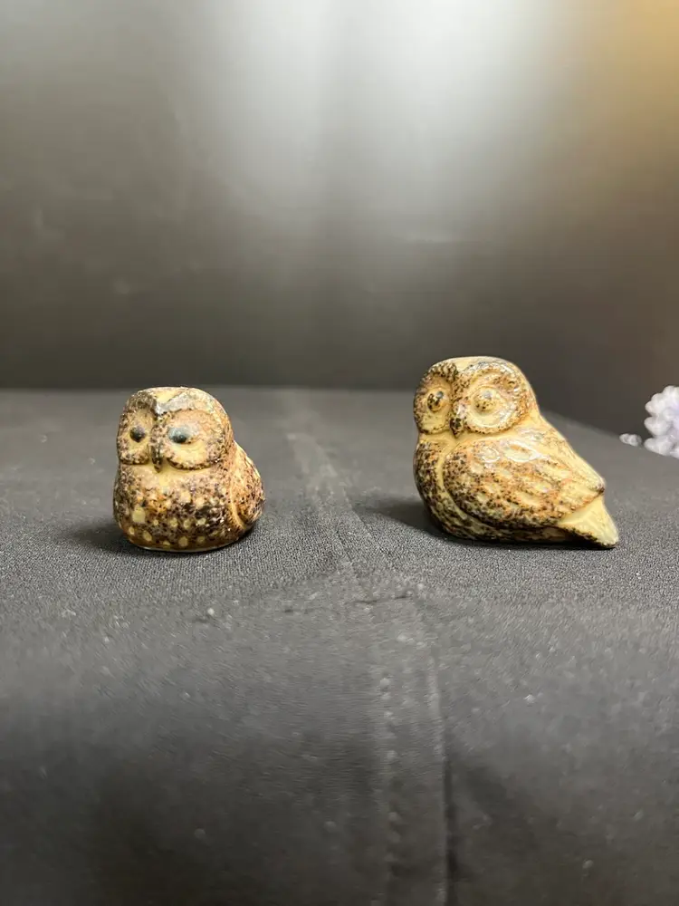 Pair of Miniature Pottery Owls