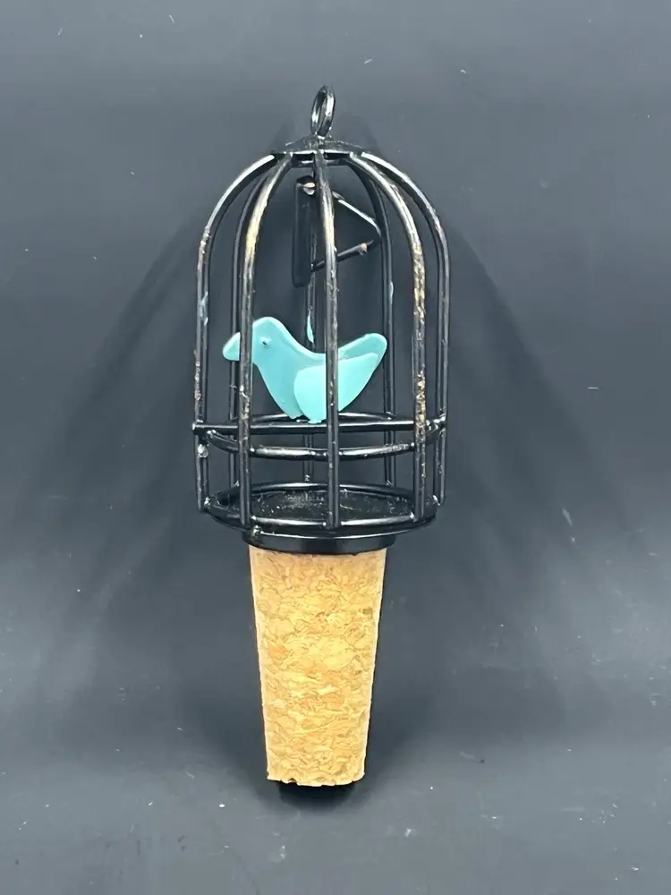 Pier 1 Imports Blue Bird In A Cage Bottle Stopper