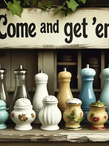 Salt and pepper shakers , come and get em 