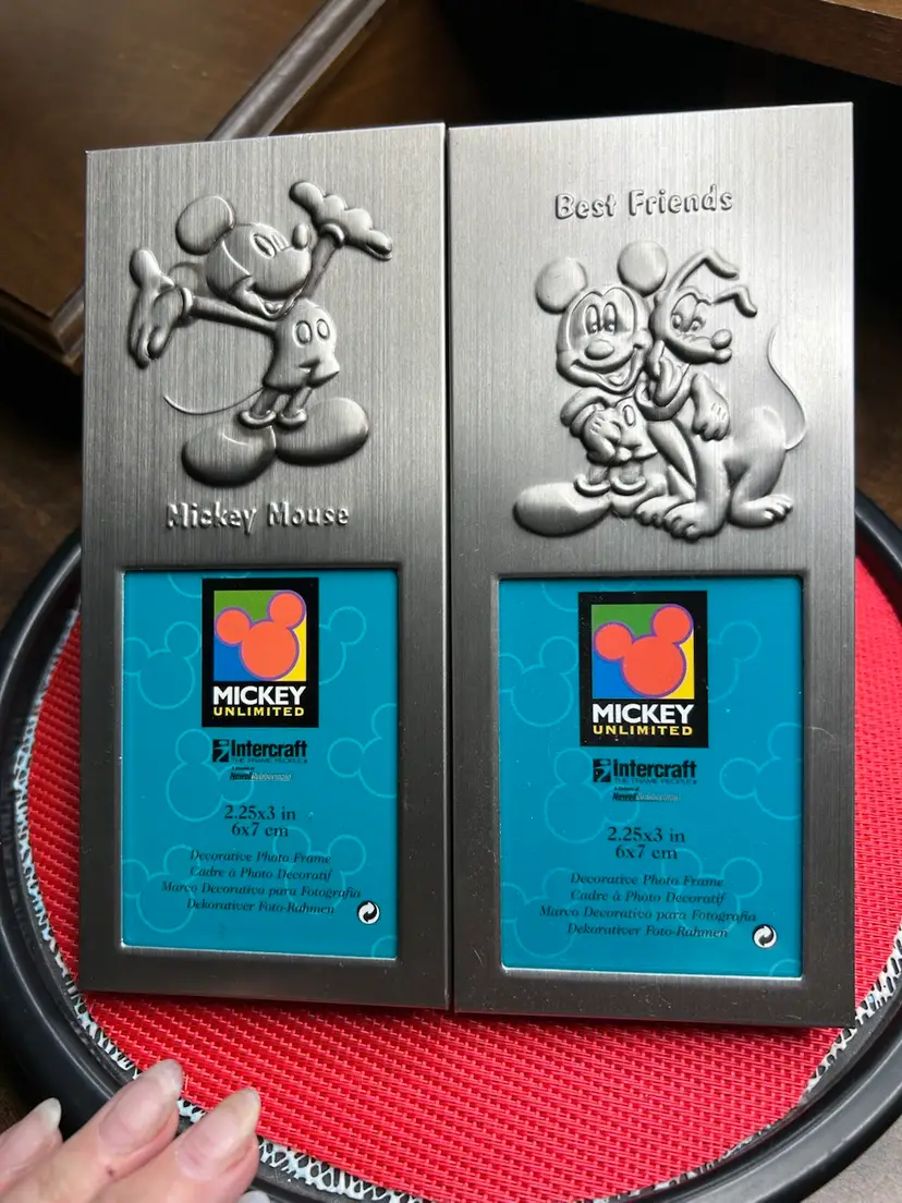 Pair Of Vintage Brushed Chrome Disney Photo Frames