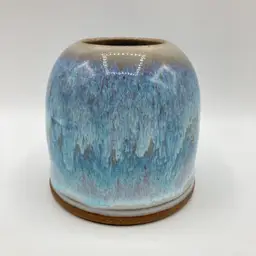 Art Pottery Hand Thrown Dome Vase Turquoise Glaze 4 7/8" H Artist Signed