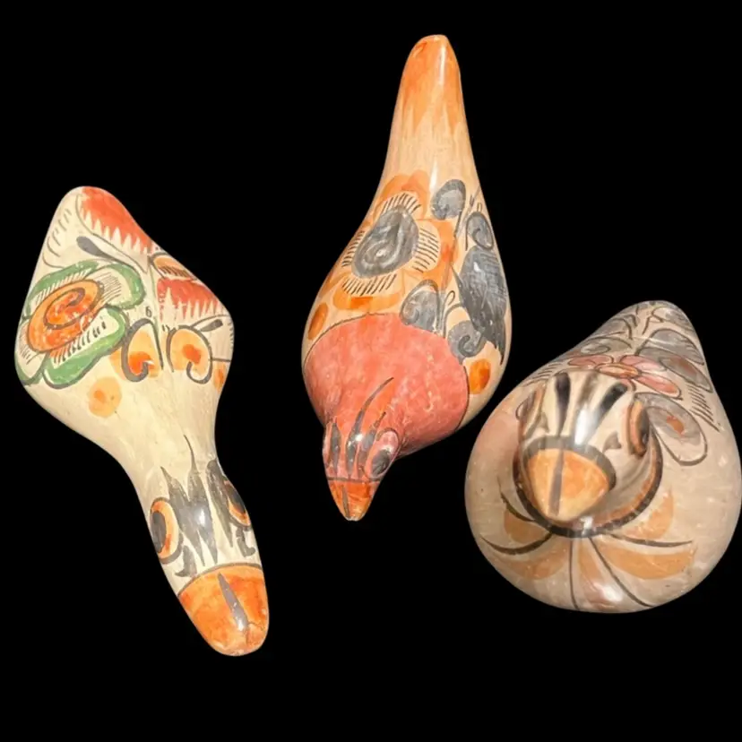 Birds! 3- Instant Collection! Pretty Tonala Birds- Folk Art.  4-5.5” Vintage