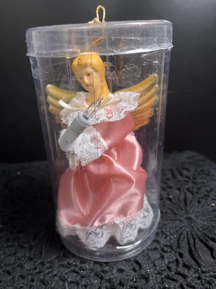 Buy One, Pick One-Pink or White angel tree topper-NOS-holding bulb that lights
