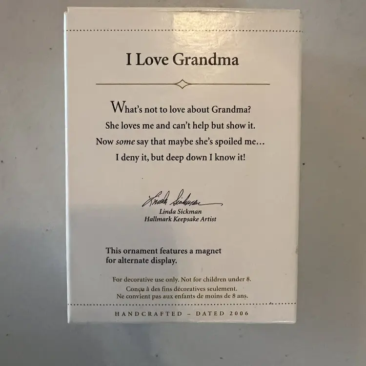 Hallmark Keepsake Ornament I Love Grandma Photo Frame Christmas Tree 2006