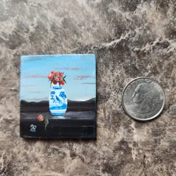 Miniature Oil Painting On Masonite Board Signed By The Artist