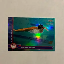 Michael Phelps 2024 Topps Chrome US Olympic & Paralympic Hopefuls Aqua Refractor /199 #200