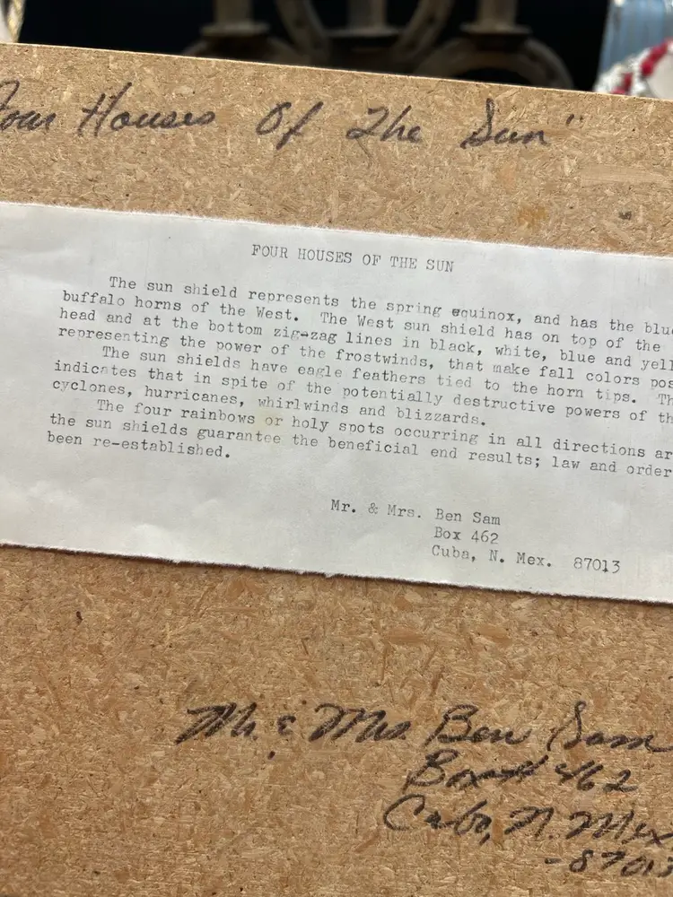 #01 Vintage Navajo Sand Painting Four Houses of the Sun Framed Native American Sand Art 8x10