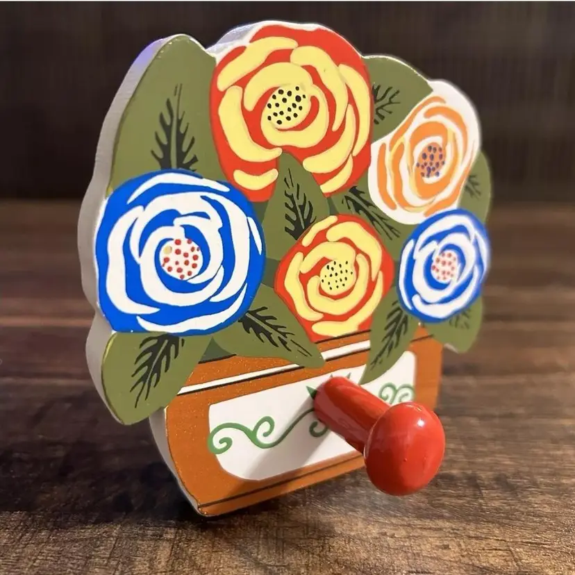 Vintage Carved Wood Flowers Wall Hook Coat Country Farmhouse