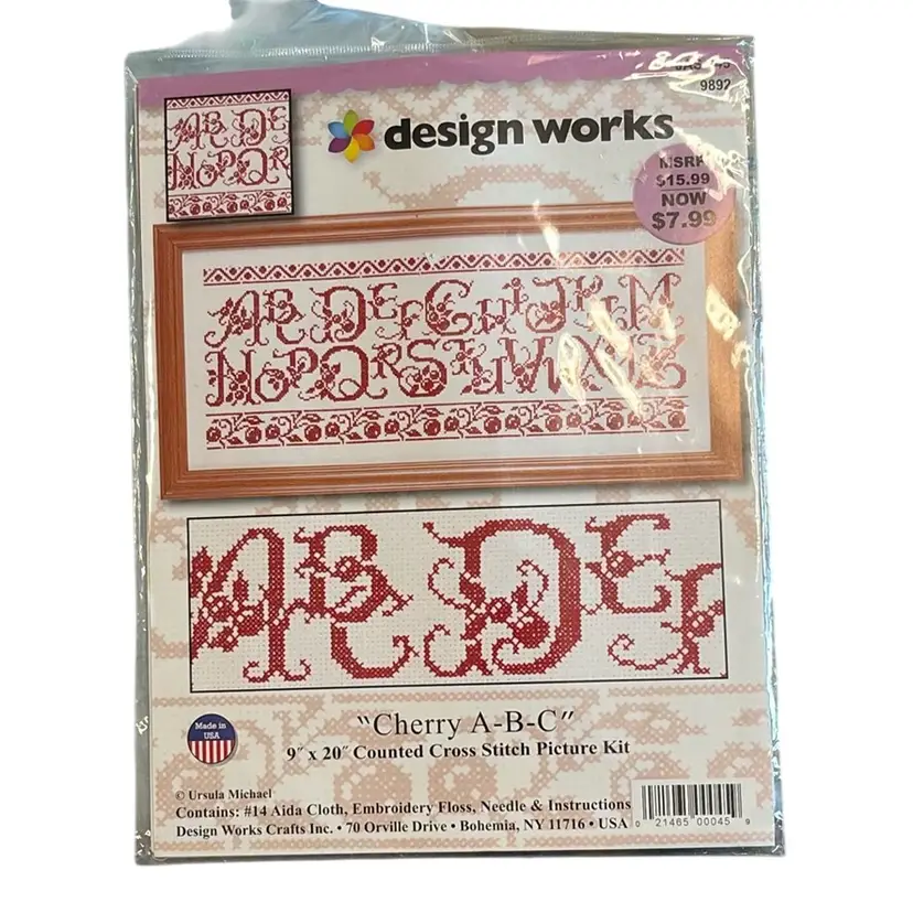 Design Works Cherry A B C Cross stitch Cute Cherry Border Under ABC’s. Never Opened 9 X 20” Finished