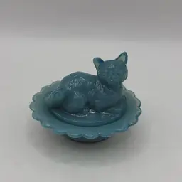 Mosser Glass Cat On A Nest, 2-1/2” High x 2.75” Length