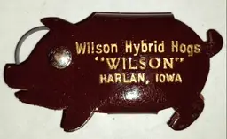 Leather Key Holder Wilson Hybrid Hogs Pig Harlan Iowa IA Vintage Pork