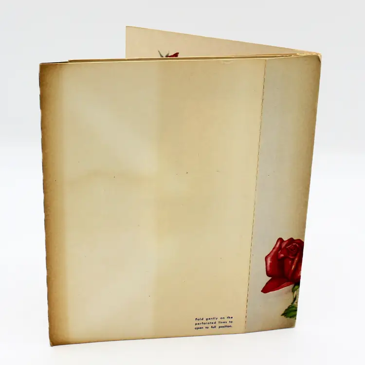 Vintage 1930s 3D Birthday Greeting Card Red Roses Garden Shadow Box Pop Up Style