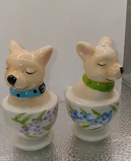 Chihuahua in a Teacup Ceramic S&P Shakers