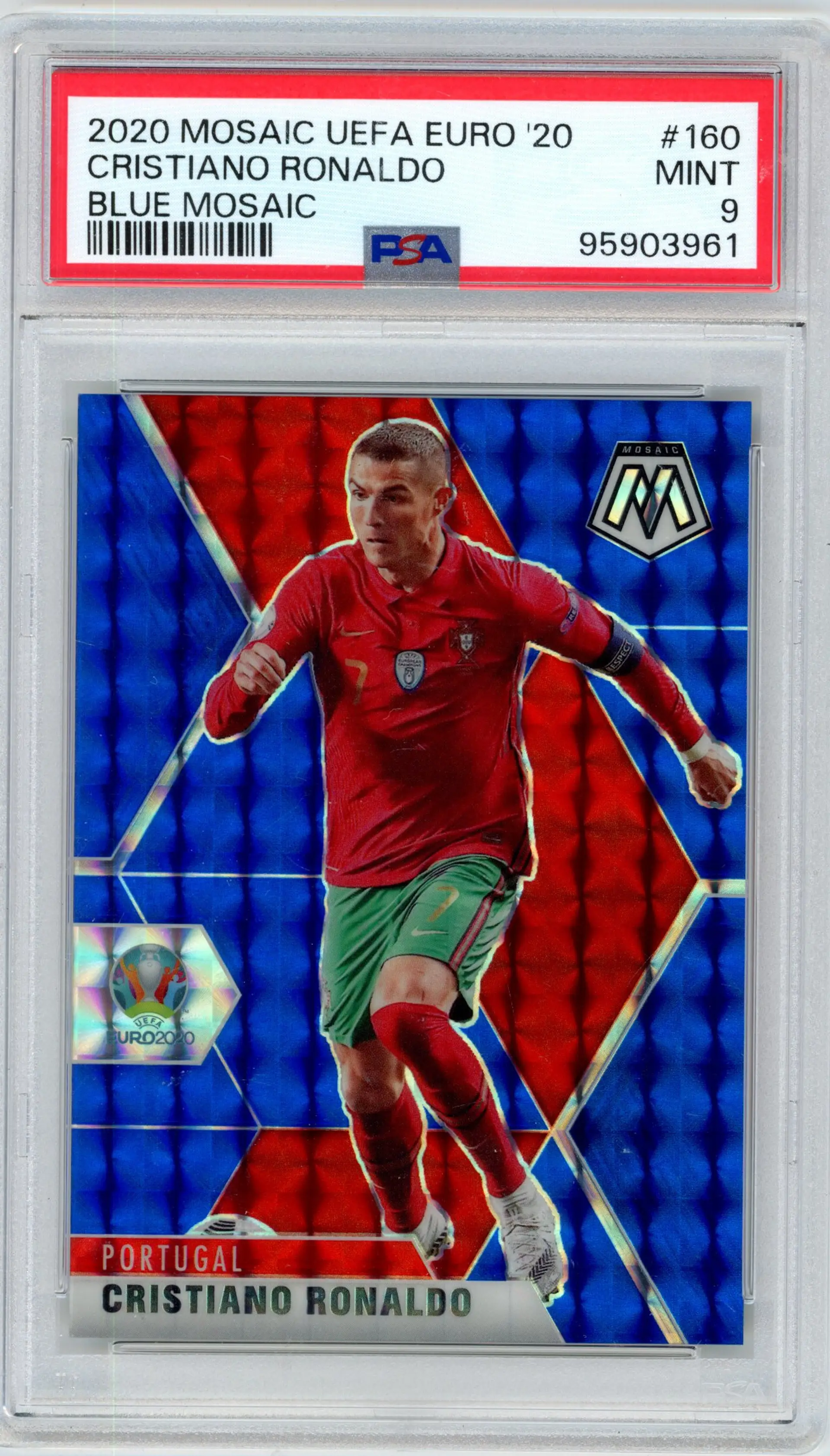 2020 Mosaic UEFA Euro '20 CRISTIANO RONALDO #160 Blue Mosaic /99 SP PORTUGAL PSA 9 MINT