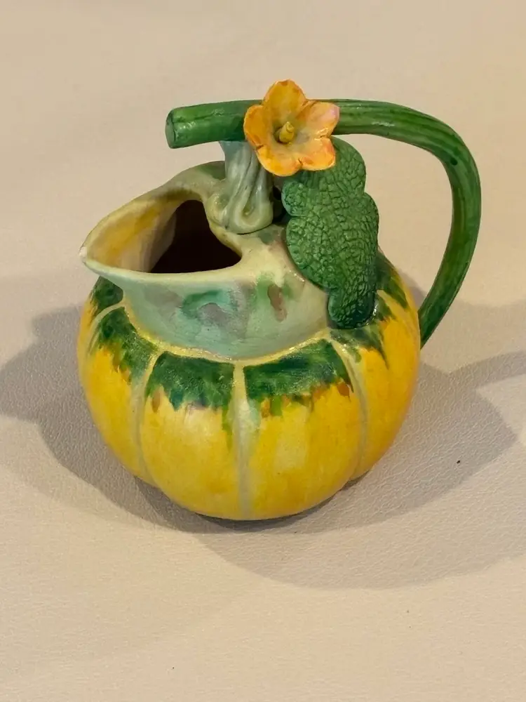 Vintage Bisque Pottery Mini Squash Creamer