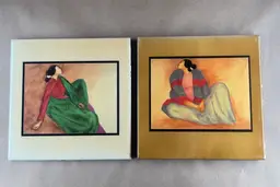 R.C. Gorman Tiles Native American Navajo Women 8"x8" Southwestern Ceramic Decorative Tiles