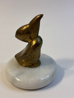 Vintage Brass Pelican Figurine On Marble Base 3.25”