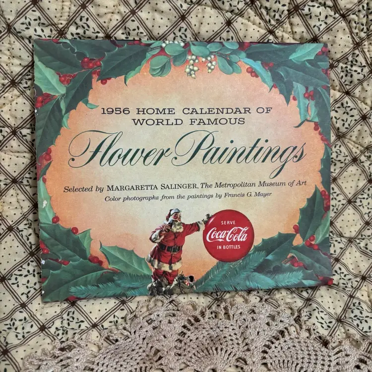 #9- 1956 Coca Cola Flower Painting Advertising Calendar Various Artist