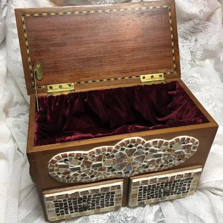 TREASURES and MEMORIES Original Mosaic Box with Drawers, special occasion gift, gift for a friend, home decor, decorative box