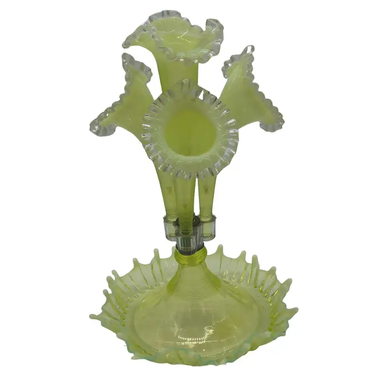 Epergne Vaseline Antique Victorian