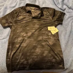Large (L) Reebok Black Camo Print Performance Polo