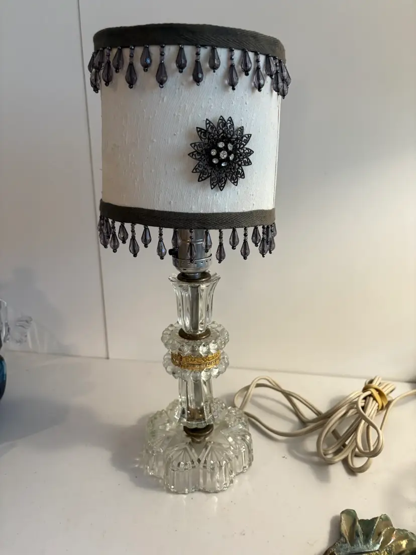 Vintage Crystal Glass Boudoir Table Lamp