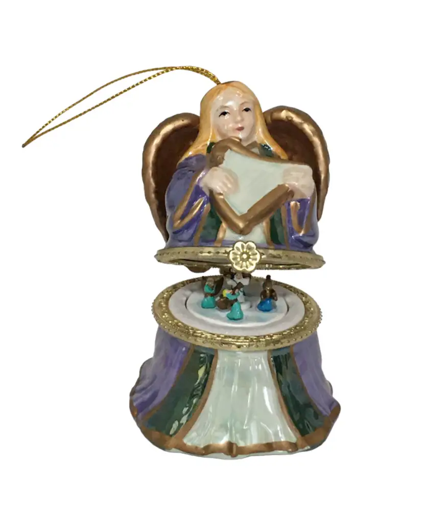 Mr. Christmas Angel Music Trinket Box Ornament 4 1/2" H Works