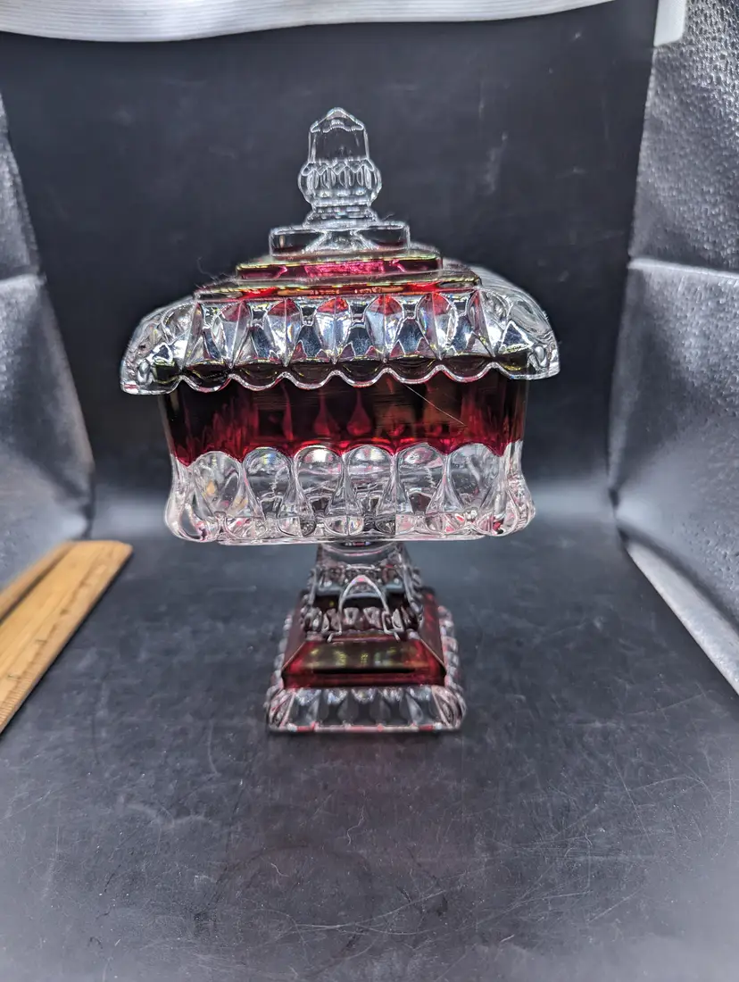 Vintage Vintage Westmoreland Ruby Flash Square Candy Dish 8"