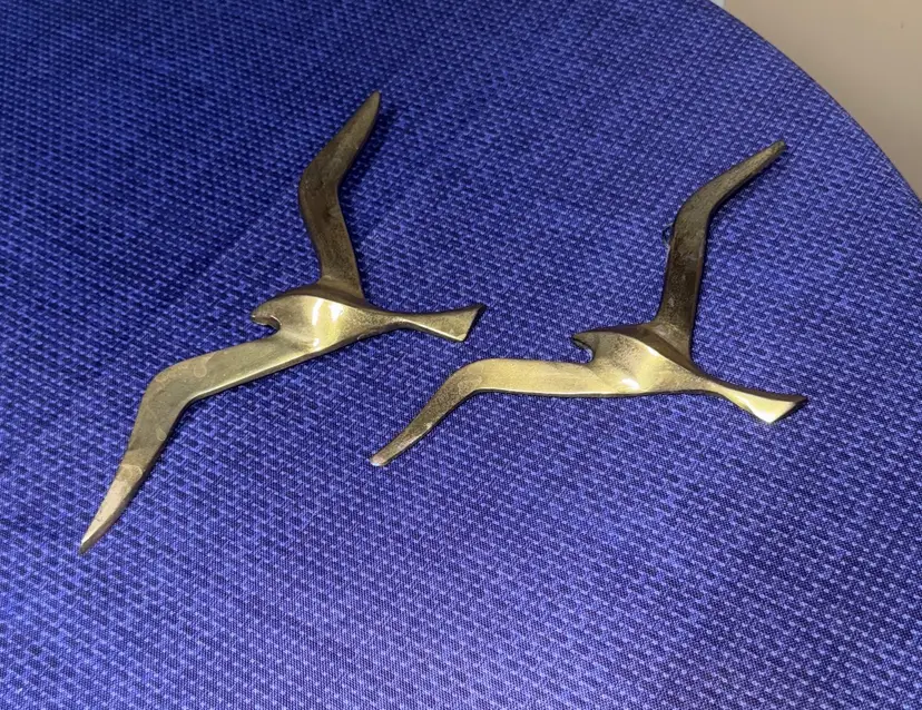 Brass Seagull Birds Wall Decor Set of 2 11.5” and 10” wingspans