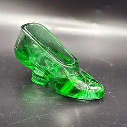 Antique EAPG Green Glass Shoe