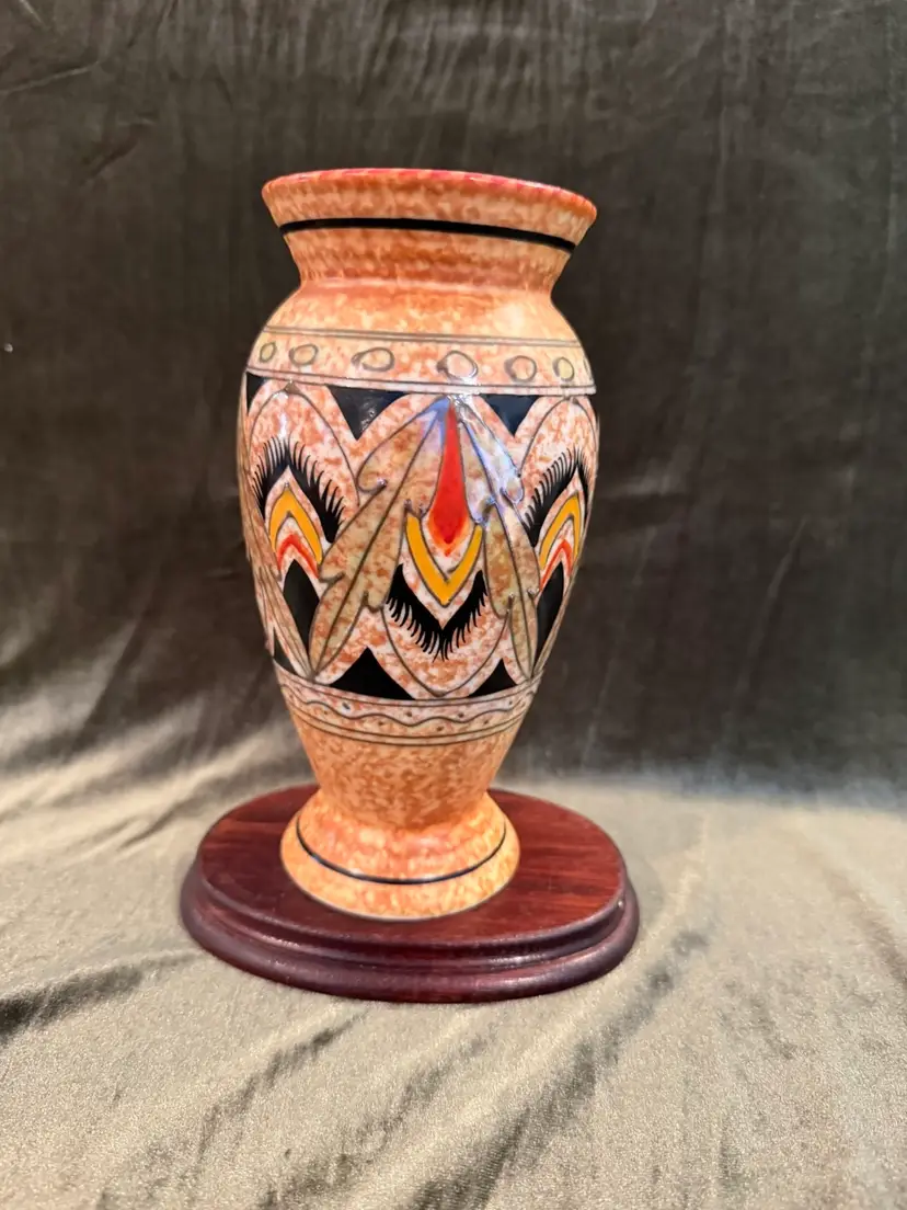 VINTAGE JAPANESE ART DECO PORCELAIN ORIGINAL HANDPAINTED VASE