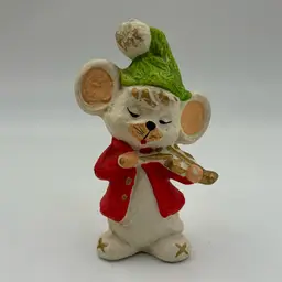 Vintage Holiday Christmas Mouse Figurine