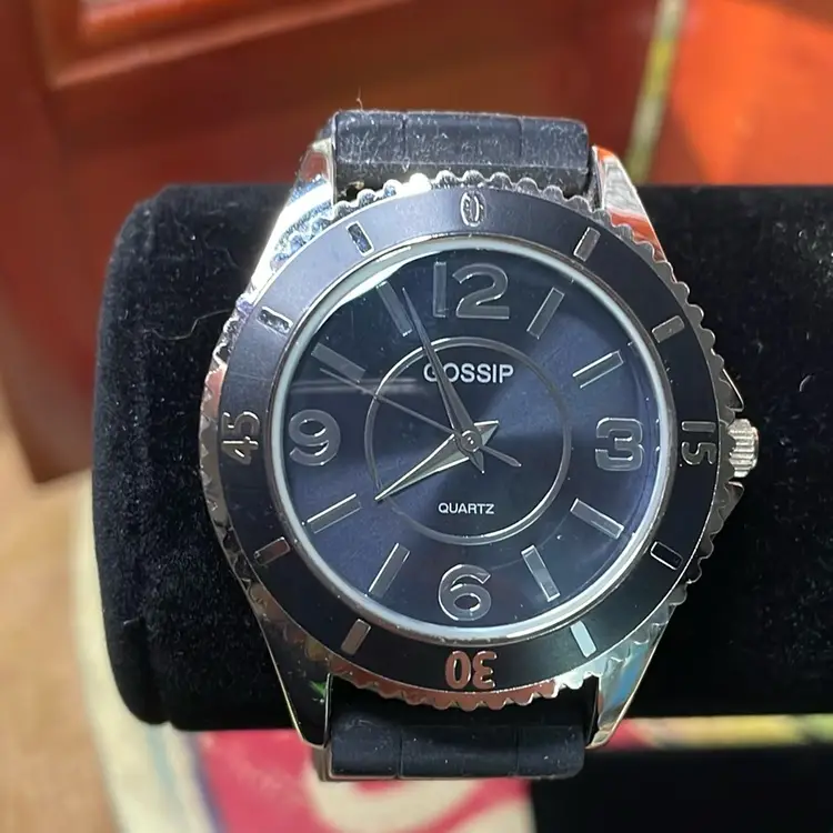 Gossip Black And Silver Tone Watch - Black Silicon Band