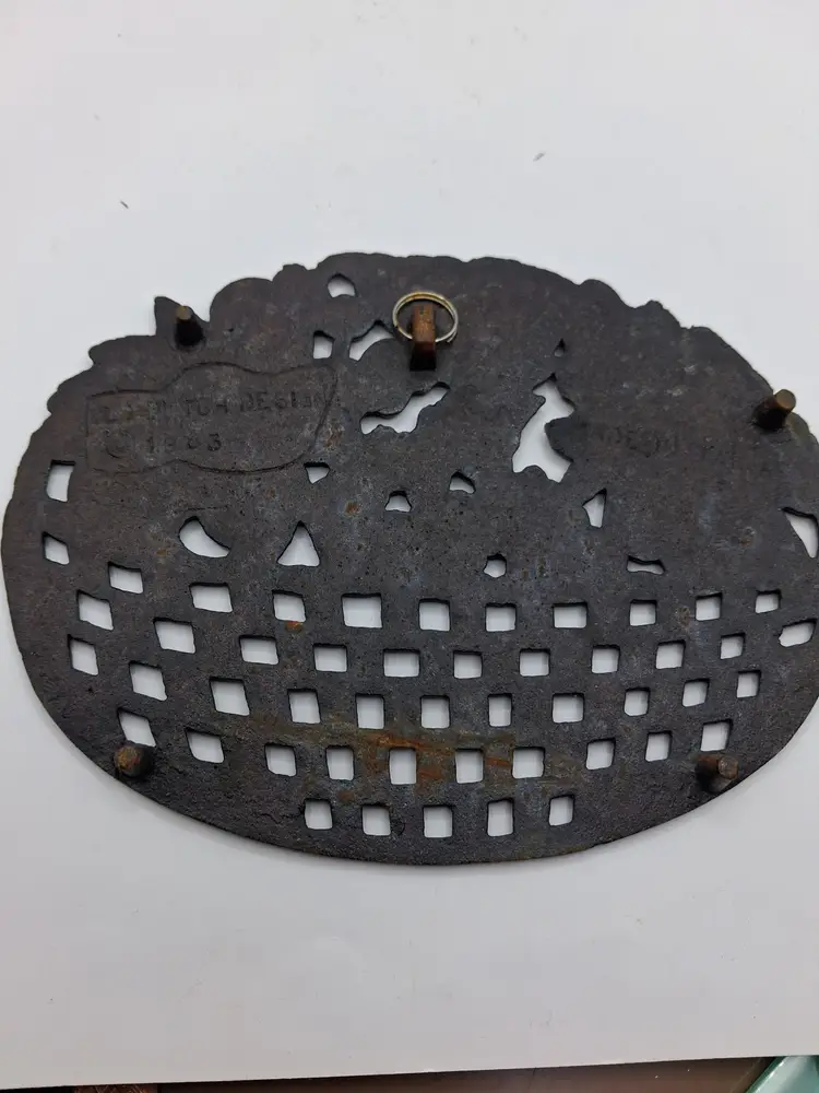 Vintage Old Dutch Design Cast Iron and Copper Fruit Basket Trivet