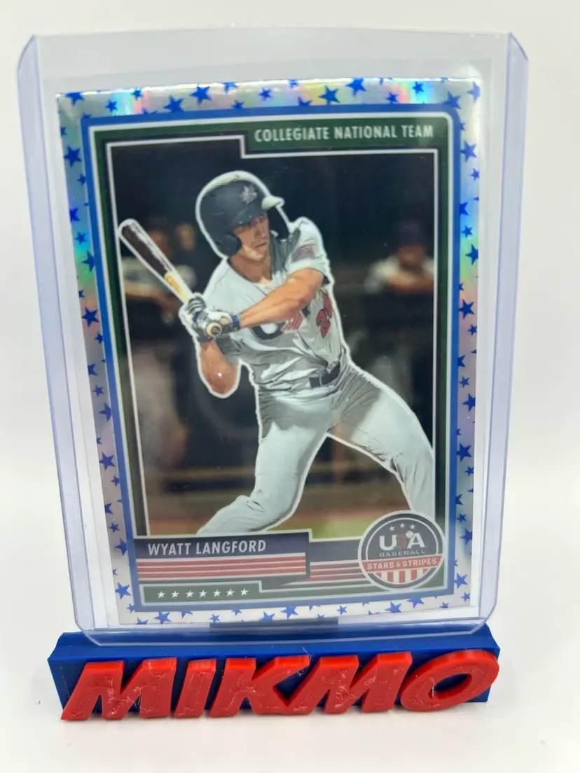 Wyatt Langford 2023 USA Stars And Stripes Blue Star Parallel (card #73) Rangers
